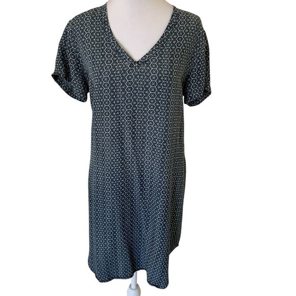 Cloth & Stone Women's V-Neck Short Sleeves Blue & White Dress Size M - Picture 5 of 8
